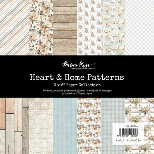 Paper Rose 6X6 Paper Collection Heart & Home Memories Patterns. 18 double-sided papers. Available at Embellish Away located in Bowmanville Ontario Canada.