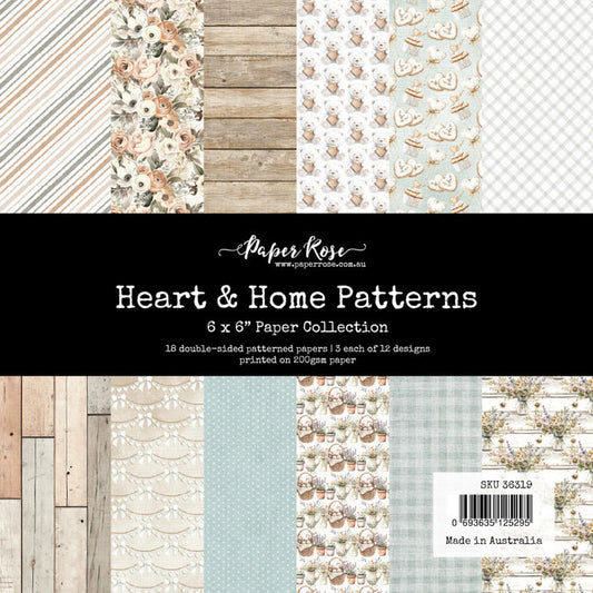 Paper Rose 6X6 Paper Collection Heart & Home Memories Patterns. 18 double-sided papers. Available at Embellish Away located in Bowmanville Ontario Canada.