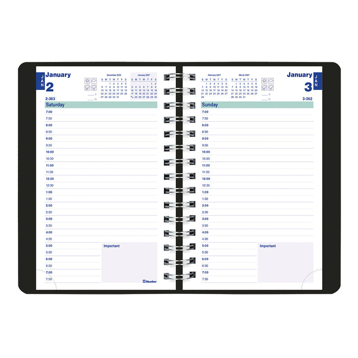 Blueline Plan & Link™ Daily Appointment Book, 2027 - Black C1504W.81-27