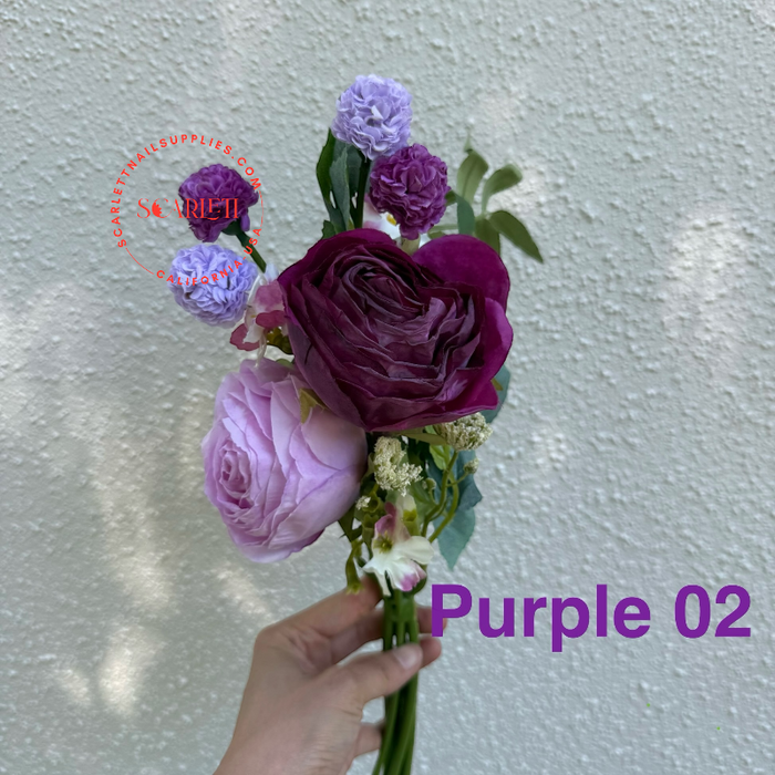 Purple Artificial Flowers for Pedicure Tray