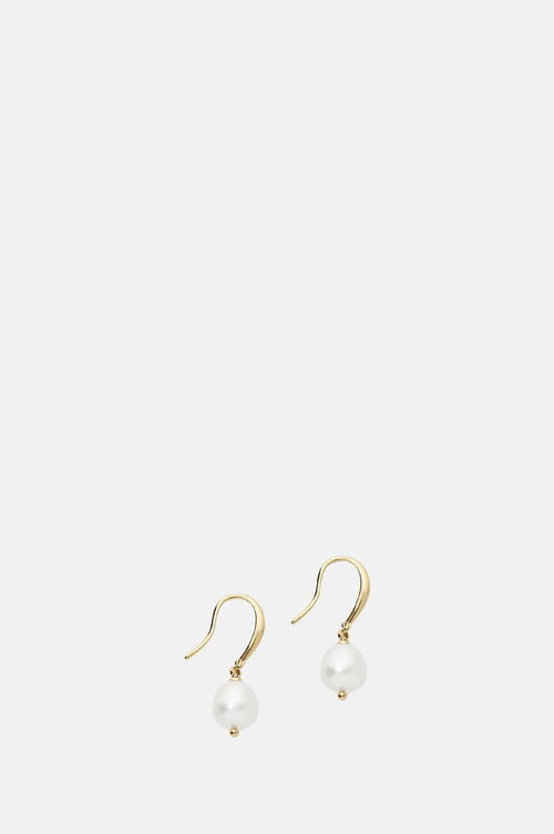 Olive and Piper Prado Pearl Gold Drop Earrings.
