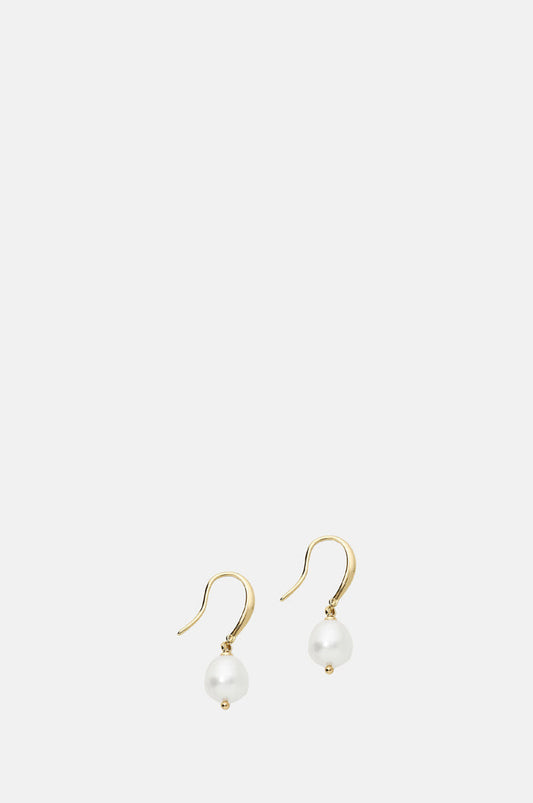Olive and Piper Prado Pearl Gold Drop Earrings.