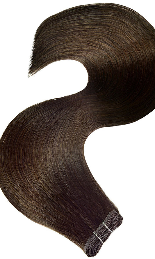 PRO DELUXE LINE Chocolate Roast Brown Flat Weft Hair Extensions