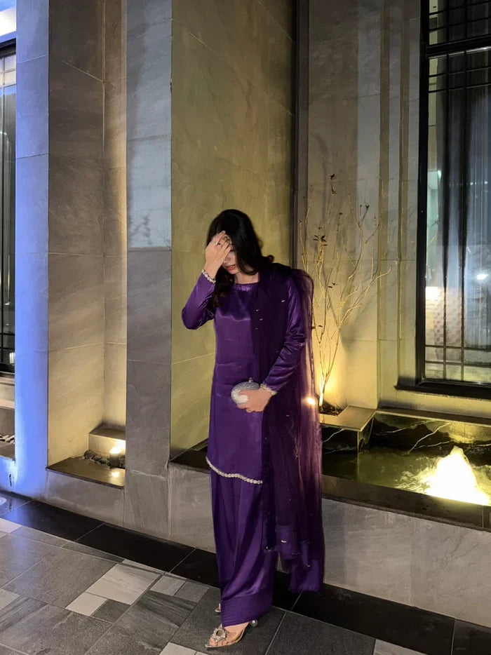 Purple Reyyan Silk Farshi Set