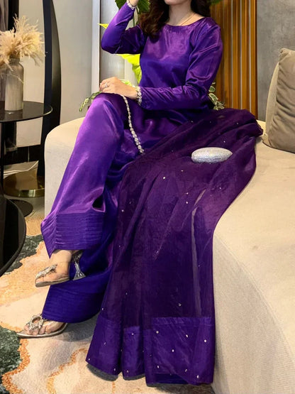 Purple Reyyan Silk Farshi Set