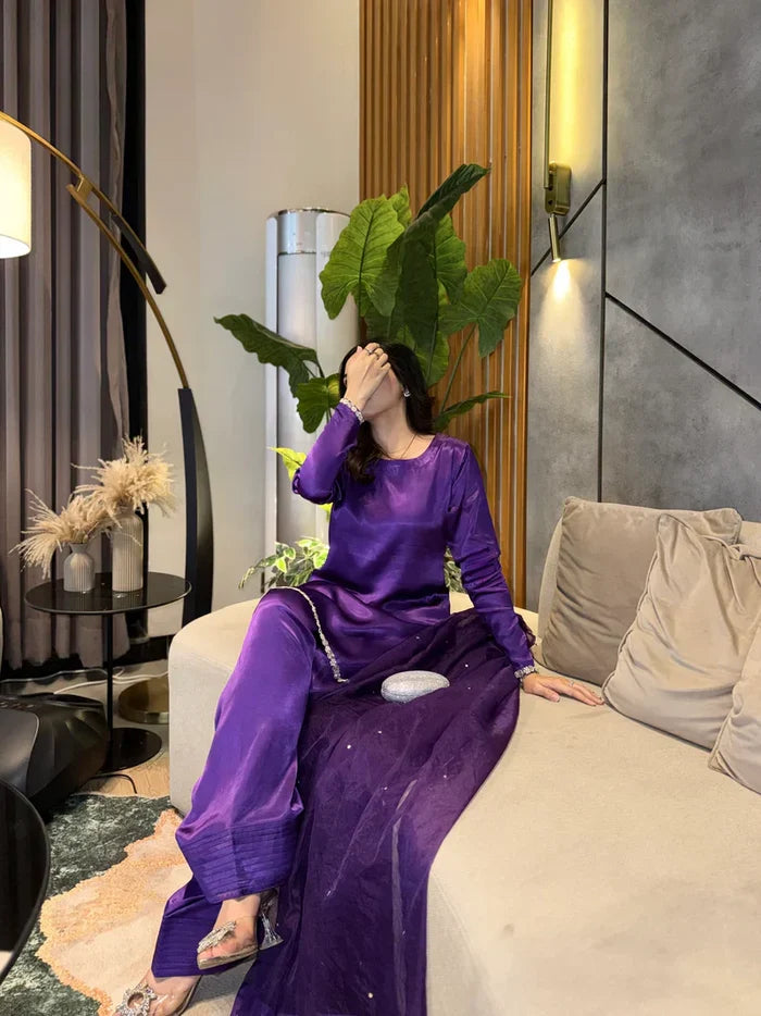 Purple Reyyan Silk Farshi Set