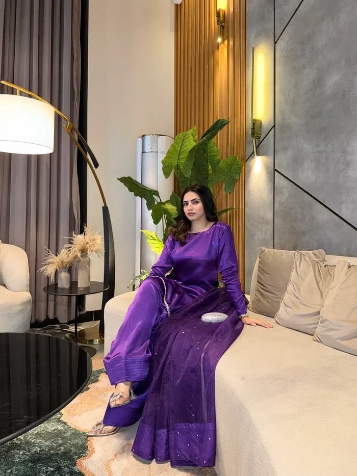 Purple Reyyan Silk Farshi Set