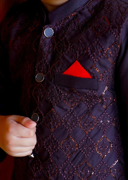 Purple Waistcoat Suit-KC 040