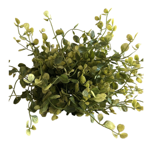Artificial green foliage on a white background