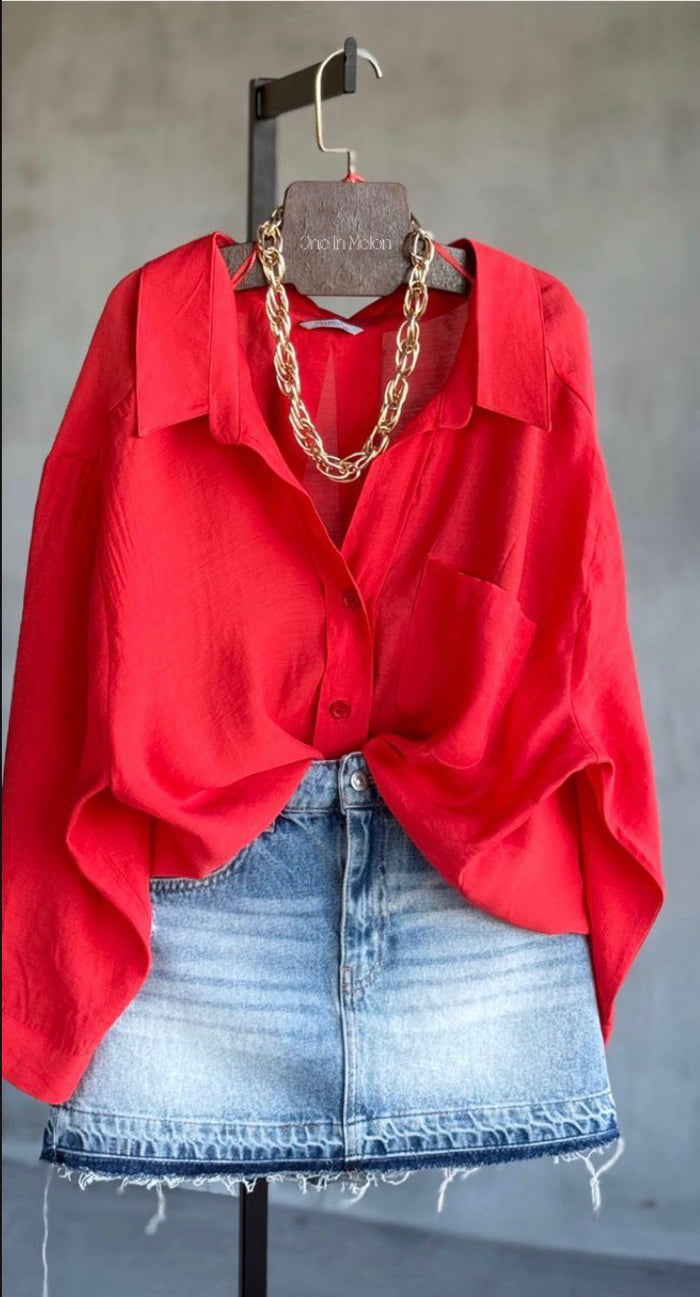 Red Viscose Shirts One Size