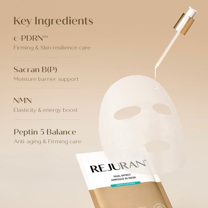 Rejuran Dual Effect Ampoule In Mask Firming & Radiance (1 Sheet) قناع ريجوران ثنائي المفعول لشد البشرة وإضفاء النضارة عليها - Princess Cosmetics Qatar