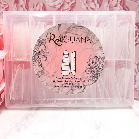 RI- Russian Almond C-Curve Dual Forms / Full Cover-Nail Tips-Red Iguana LLC-Gel Essentialz