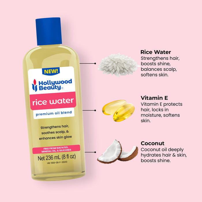 Rice Water Premium Oil Blend for Hair, Scalp, Skin, and Nails - 8 fl oz