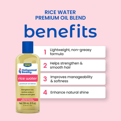 Rice Water Premium Oil Blend for Hair, Scalp, Skin, and Nails - 8 fl oz