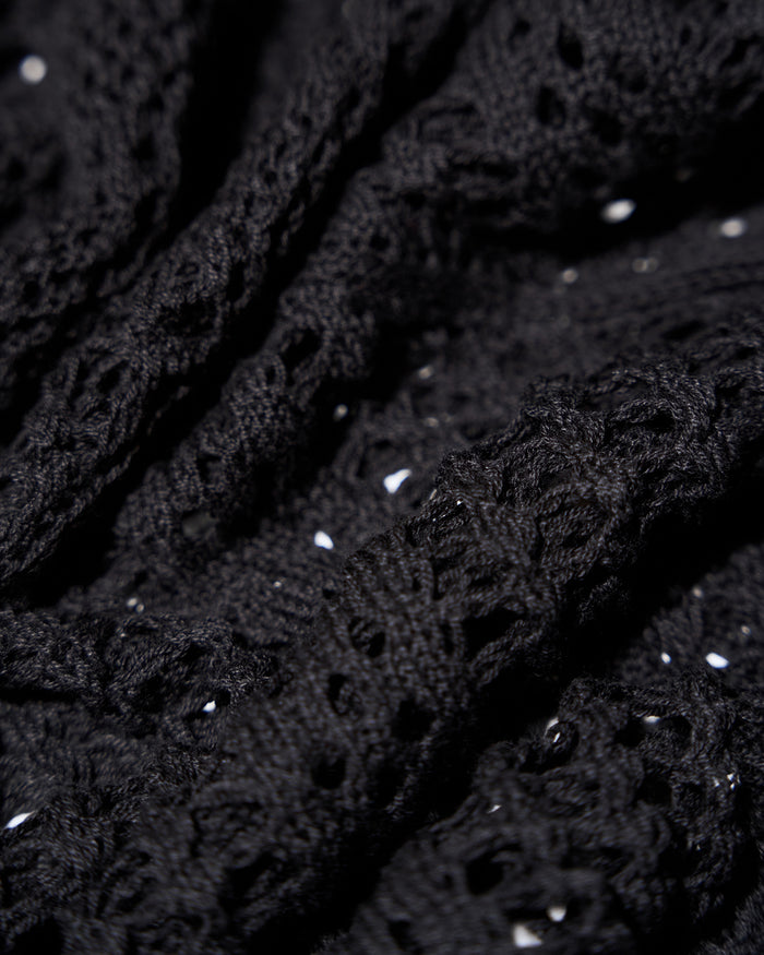 Fabric swatch of Ringy Mini Cover Up - Crochet Black
