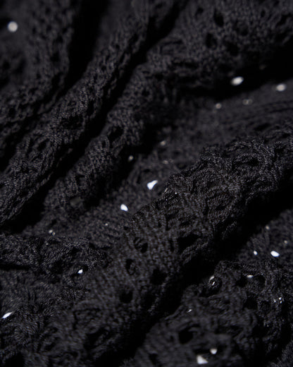 Fabric swatch of Ringy Mini Cover Up - Crochet Black