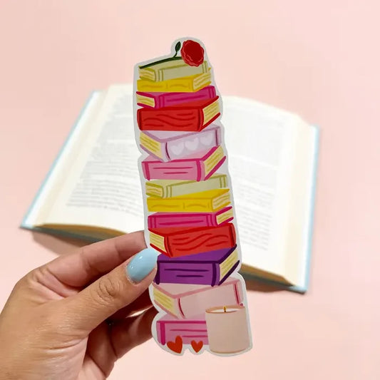 Romance Book Stack Die Cut Bookmark
