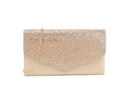 Rose Gold Crystal Diamante Clutch Bag