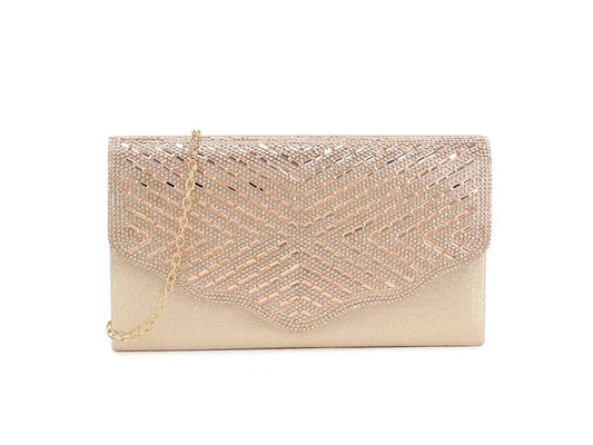Rose Gold Crystal Diamante Clutch Bag