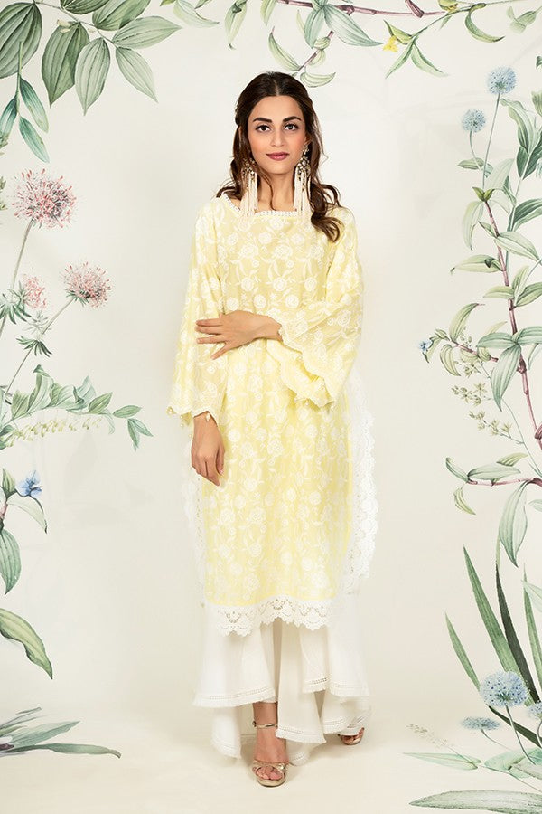 Rosebud Kurta Yellow and Bell Bottoms