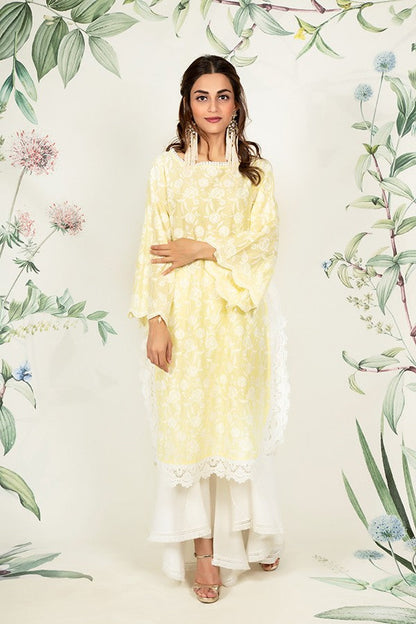 Rosebud Kurta Yellow and Bell Bottoms