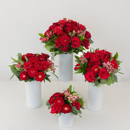 Ruby Red Flower Centerpieces Close Up - Image