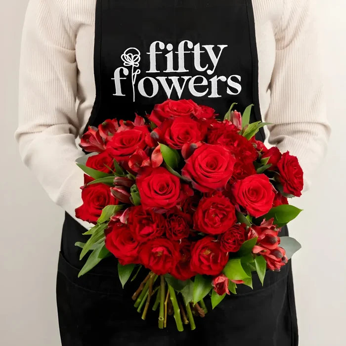 Ruby Red Flower Centerpieces Apron - Image