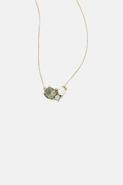 Olive and Piper Sadie Ox Gold Green Pendant Necklace.