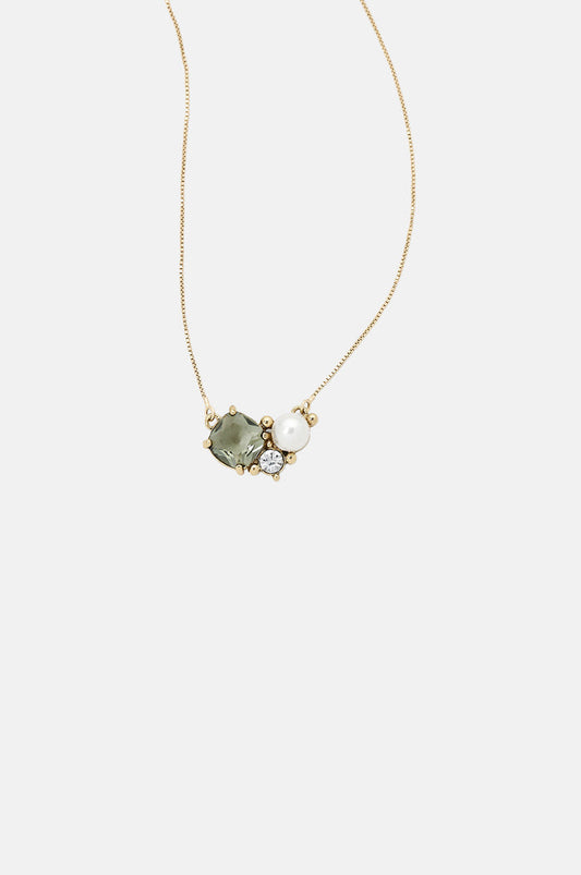 Olive and Piper Sadie Ox Gold Green Pendant Necklace.