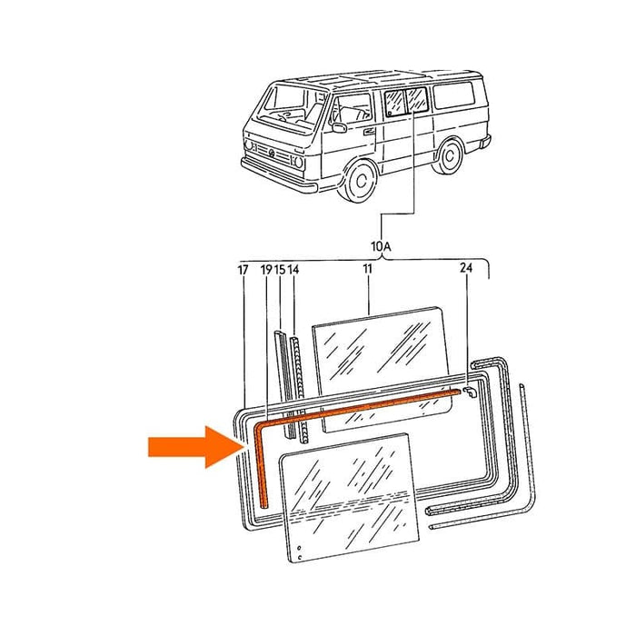 Seal for middle sliding window upper