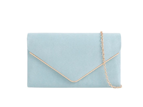 Serenity Blue Faux Suede Box Clutch Bag