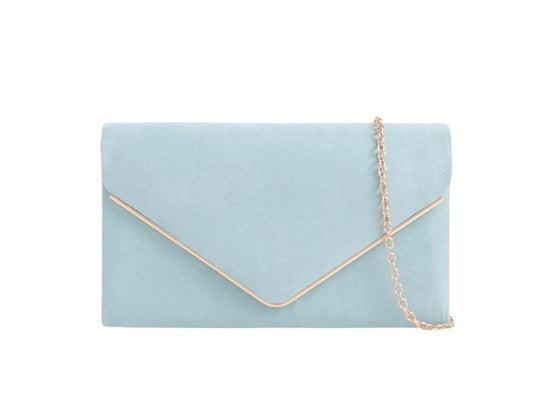 Serenity Blue Faux Suede Box Clutch Bag