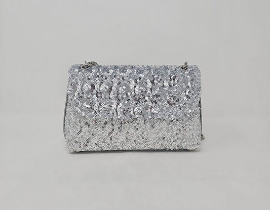 Silver Sequin Glitter Clutch Bag
