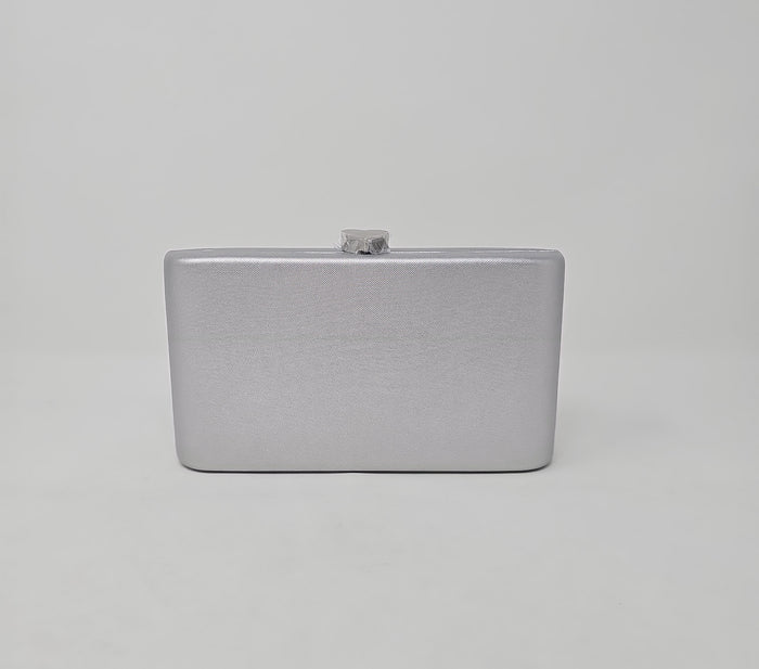 Silver Shimmer Heart Box Clutch Bag