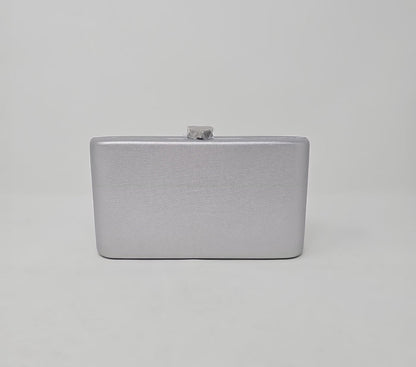 Silver Shimmer Heart Box Clutch Bag