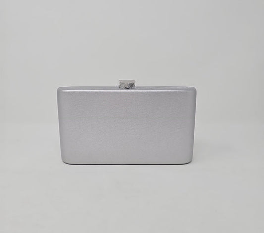Silver Shimmer Heart Box Clutch Bag