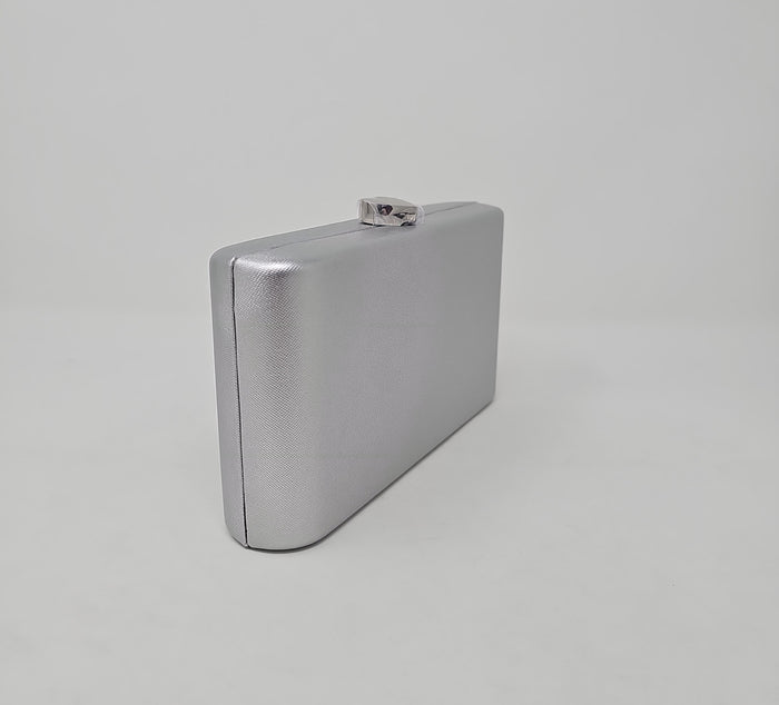 Silver Shimmer Heart Box Clutch Bag