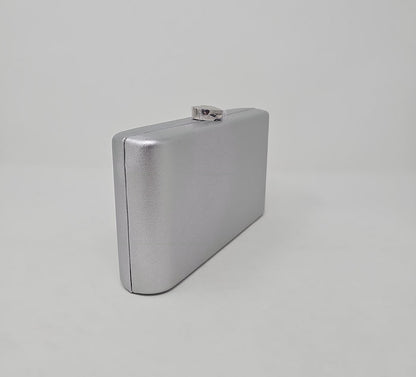 Silver Shimmer Heart Box Clutch Bag