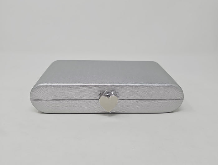 Silver Shimmer Heart Box Clutch Bag