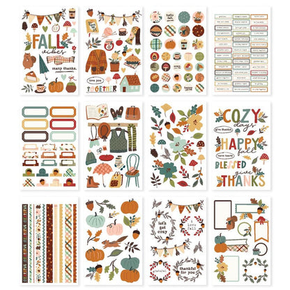 Simple Stories -Sticker Book 12/Sheets - Cider & Donuts. The stickers can be used to creatively embellish any project of your choice. Be it for scrapbooks, photo albums, or planners, the eye-catching pieces are guaranteed to add style on any artwork! Available at Embellish Away located in Bowmanville Ontario Canada.