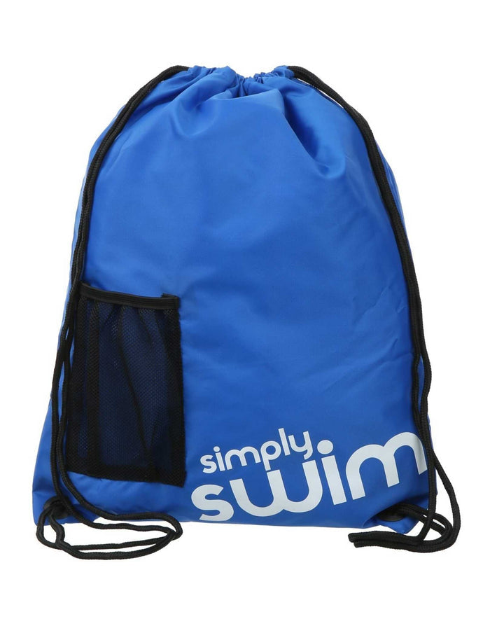 Royal blue Simply Swim Deluxe swim bag with white logo and black pocket