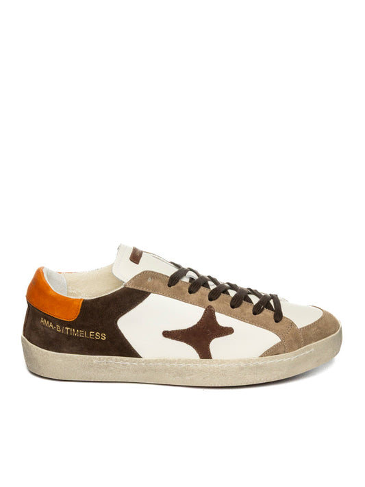 AMA BRAND DELUXE Sneaker timeless bianco/arancio TIME U 4437-BIA/ARANCIO