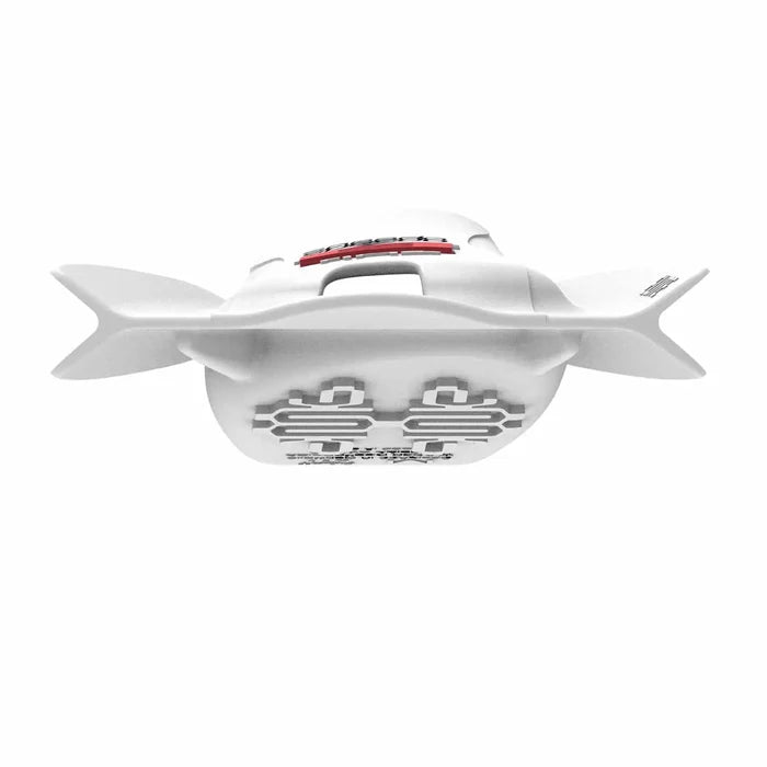 White Speedo DMC Elite fins for swimming and diving, featuring a sleek design and streamlined shape.