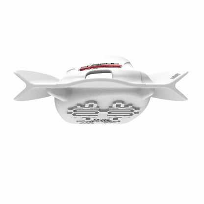 White Speedo DMC Elite fins for swimming and diving, featuring a sleek design and streamlined shape.