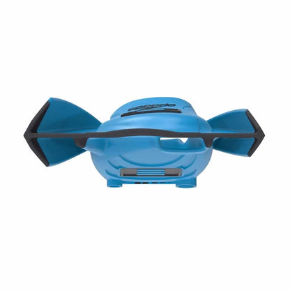 Blue Speedo DMC Elite Max fins, designed for swimming, with adjustable foot pockets and streamlined fin blades for powerful kicks.