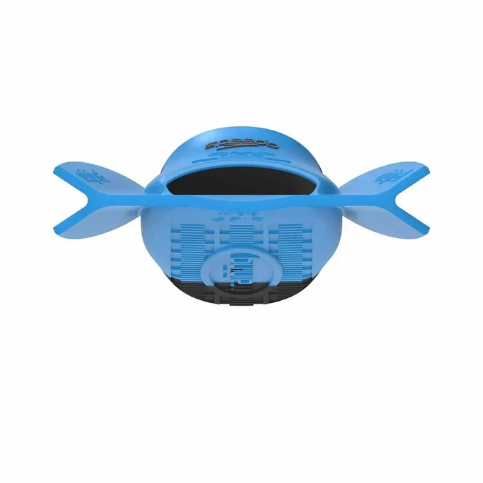 Blue Speedo DMC Original Fins for swimming, showing lightweight fins with textured foot pockets and streamlined blade design.
