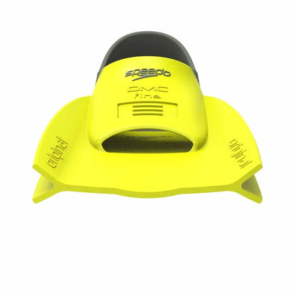 Yellow Speedo DMC Original Fins for swimming, showing lightweight, flexible fins designed for competitive swimming and training.