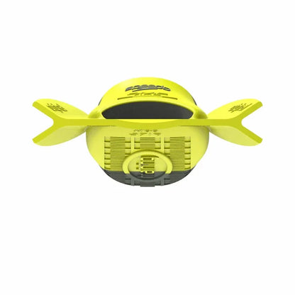 Yellow Speedo DMC Original fins designed for swimming, shown in a close-up image highlighting their lightweight, flexible design.
