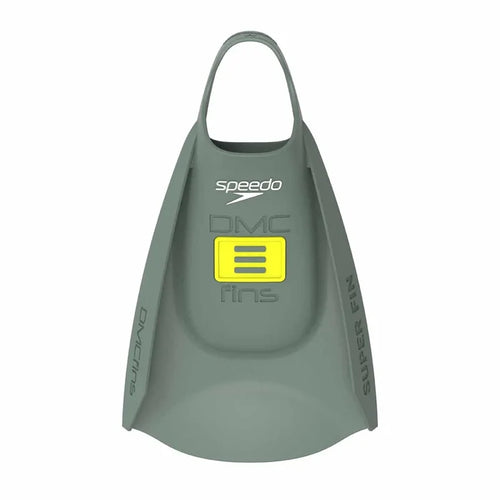 Speedo DMC Super Fins in green, lightweight swimming fins with open-heel design, ideal for training and snorkeling.