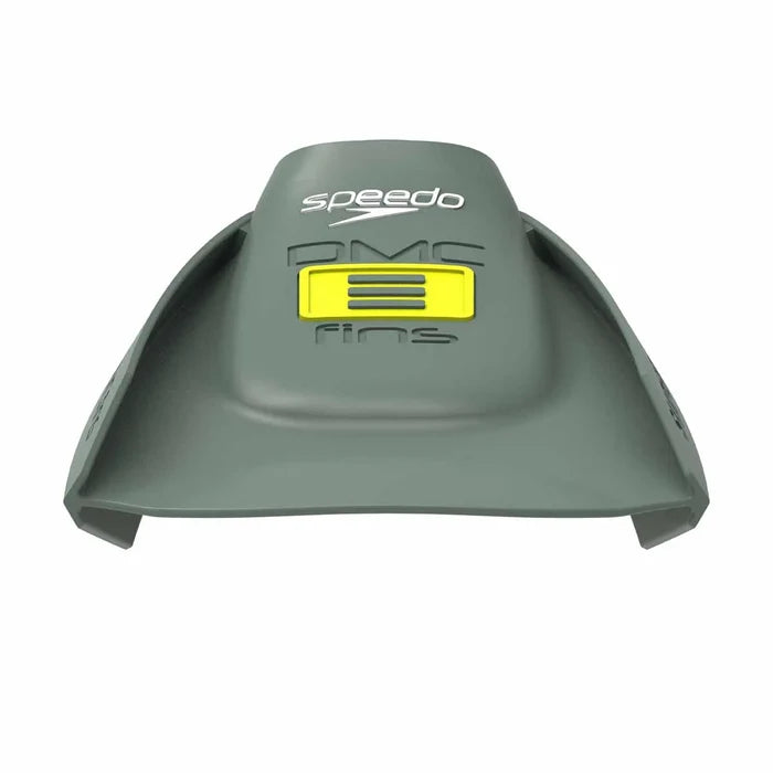 Speedo DMC Super Fins in green, durable swimming fins with open-heel design for enhanced propulsion and comfort in the water.